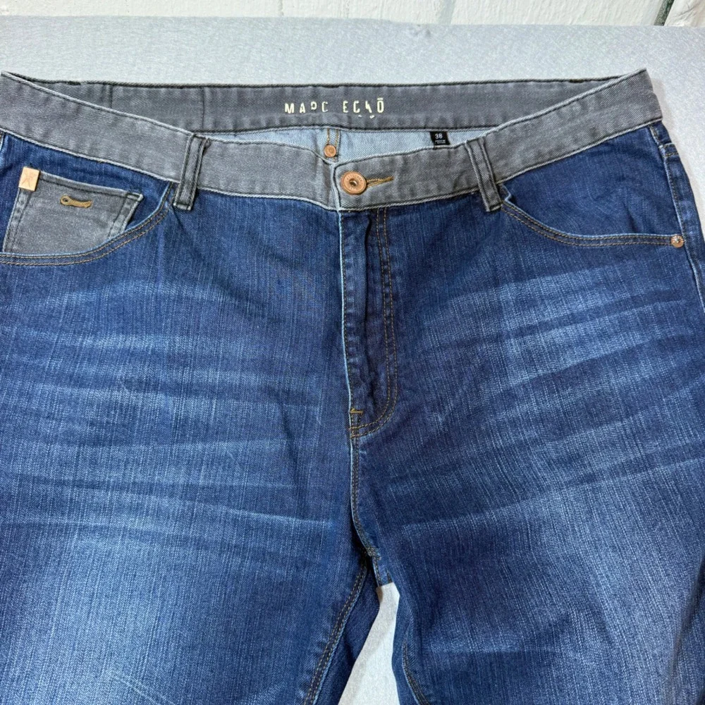 Marc Ecko Jeans Mens 38 Blue Grey Good Two-Tone Straight Leg Denim